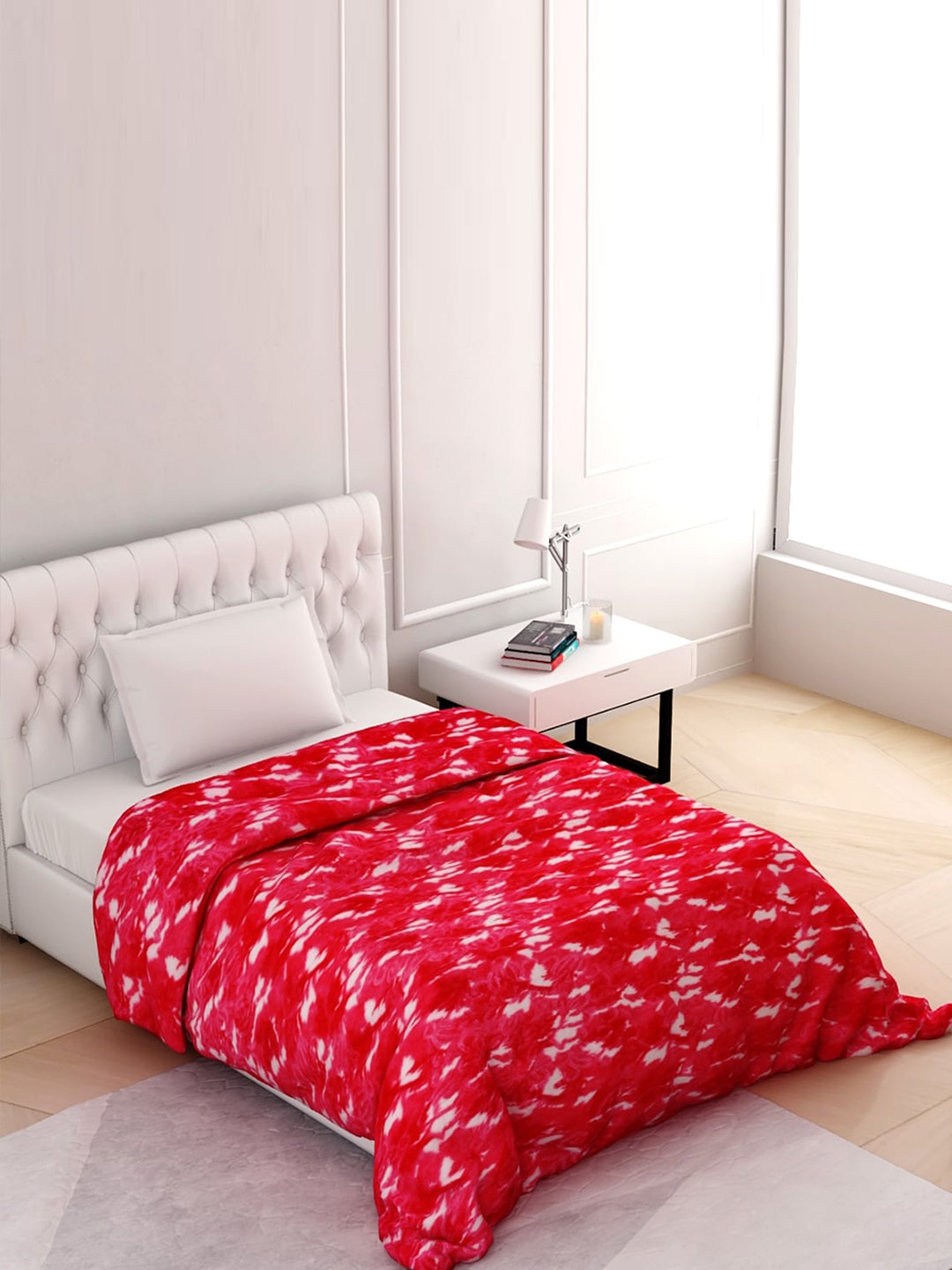 

Spangle Pink & White Floral Mink Heavy Winter 400 GSM Single Bed Blanket