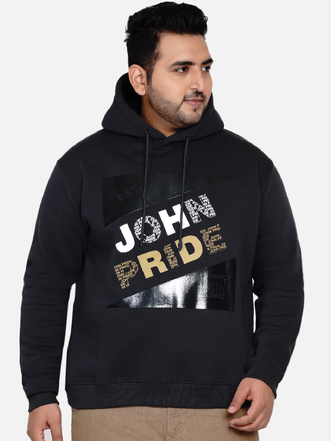 

John Pride Men Black Graphic Printed Sweatshirt