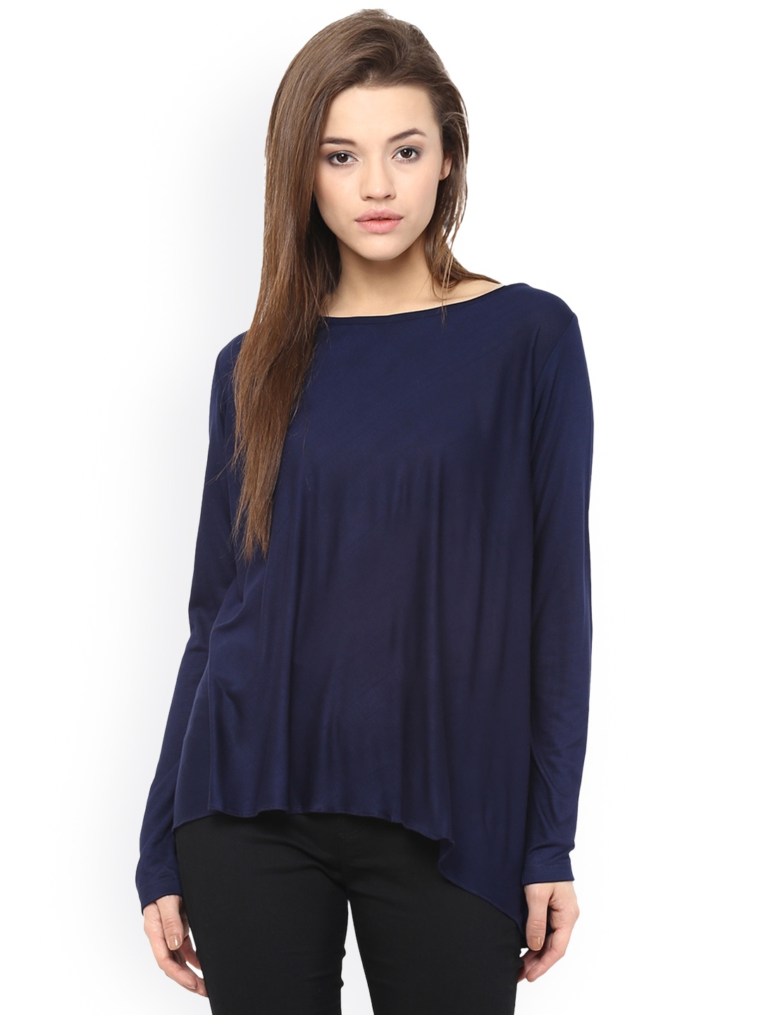 

Miss Chase Women Navy Solid Regular Top, Navy blue