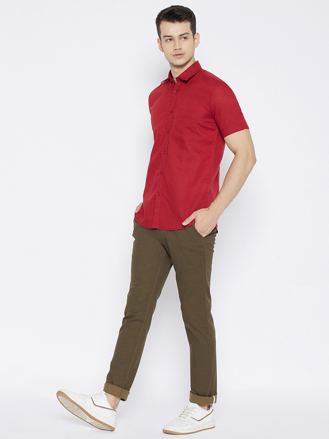 

Crimsoune Club Men Red Slim Fit Opaque Casual Shirt