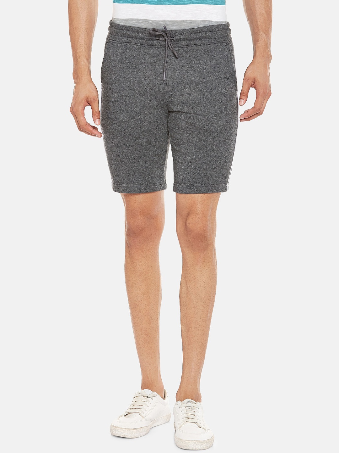 

People Men Grey Melange Regular Shorts