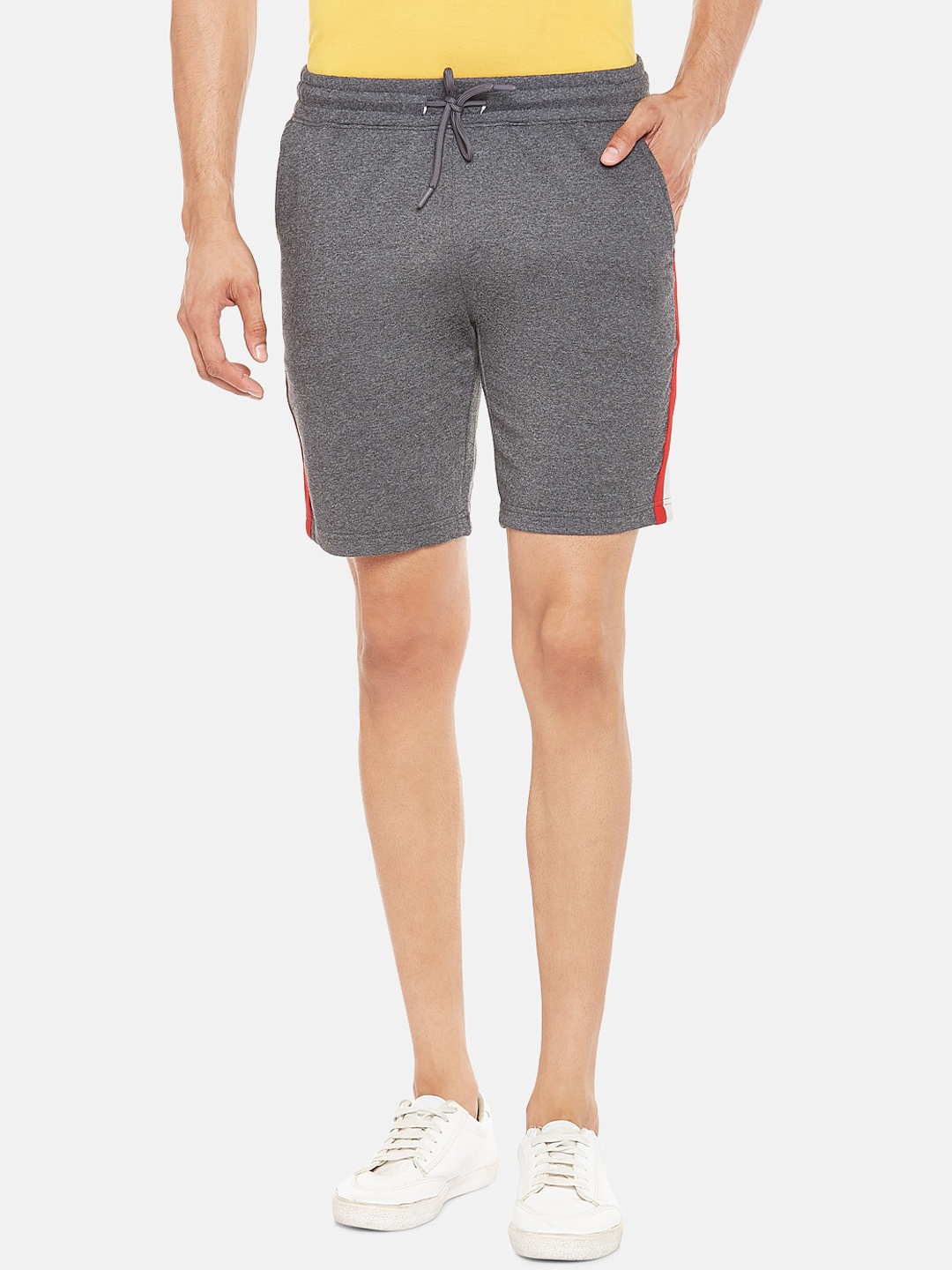 

People Men Grey Melange Regular Shorts