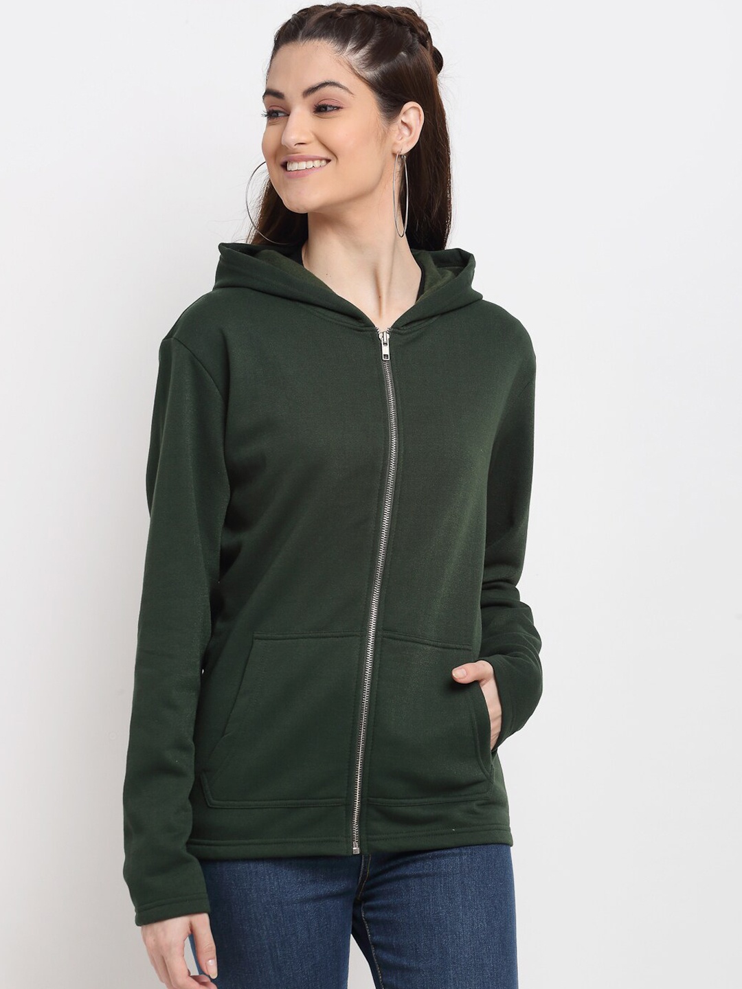 

DOOR74 Women Green Cotton Tailored Jacket