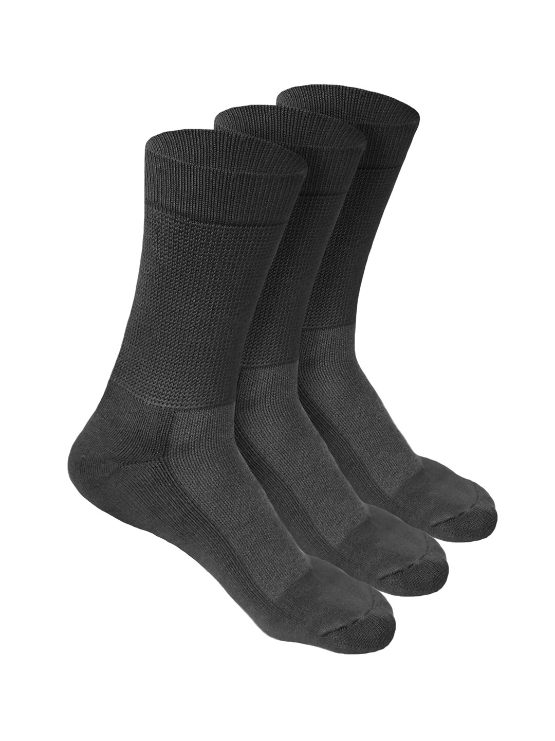 

Heelium Men Pack of 3 Bamboo Super Soft & Odour-Free Breathable Crew-Length Socks, Grey