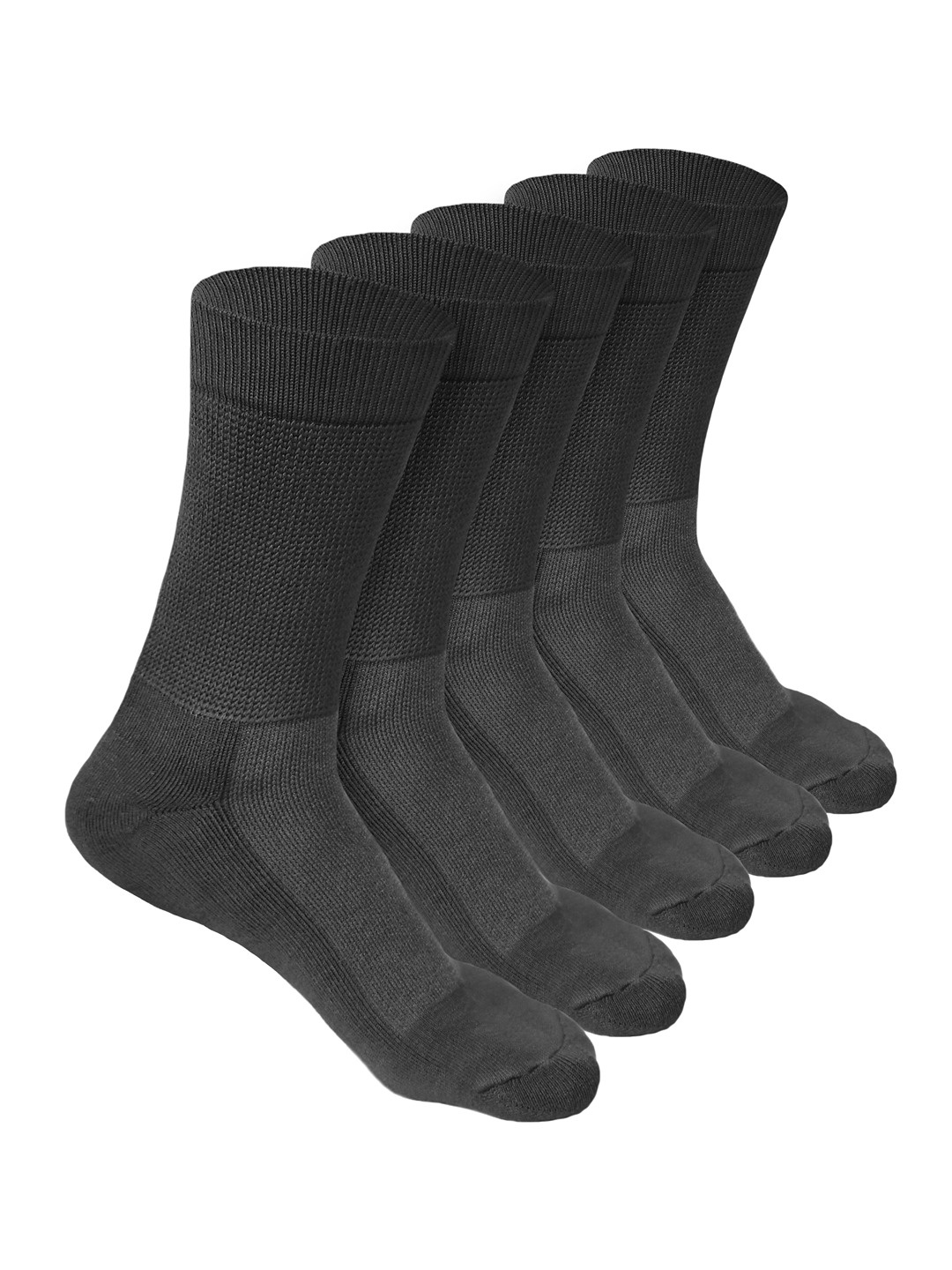 

Heelium Men Pack of 5 Bamboo Super Soft & Odour-Free Breathable Crew-Length Socks, Black