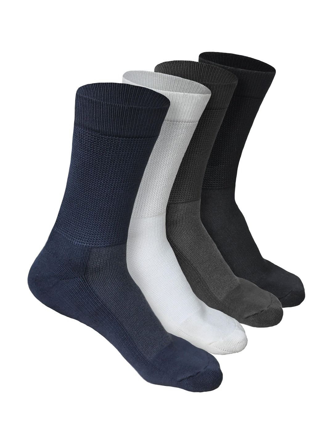 

Heelium Men Pack of 4 Bamboo Super Soft & Odour-Free Breathable Crew-Length Socks, Navy blue