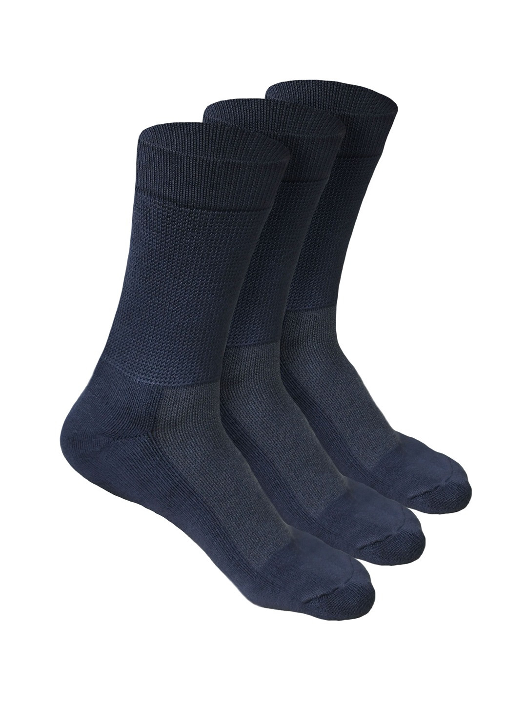 

Heelium Men Pack of 3 Bamboo Super Soft & Odour-Free Breathable Crew-Length Socks, Navy blue