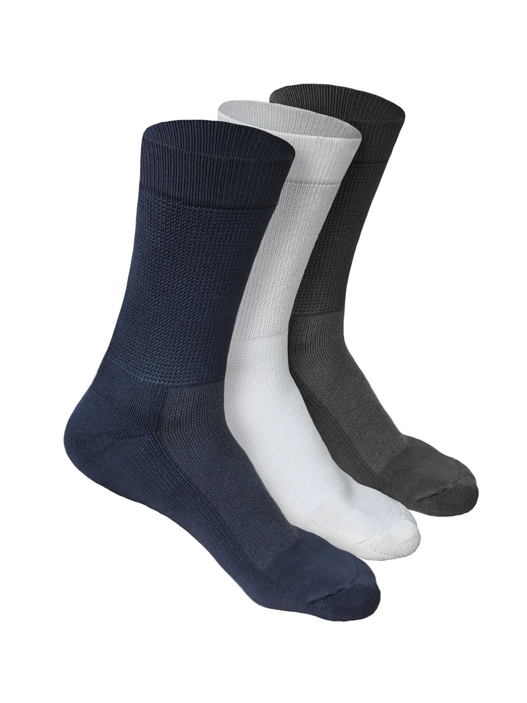 

Heelium Men Pack of 3 Bamboo Super Soft & Odour-Free Breathable Crew-Length Socks, Navy blue