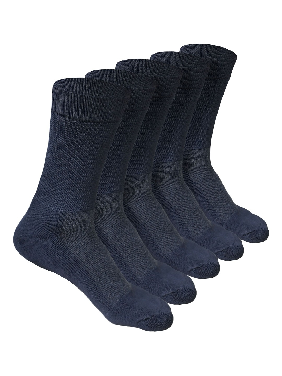 

Heelium Men Pack of 5 Bamboo Super Soft & Odour-Free Breathable Crew-Length Socks, Navy blue