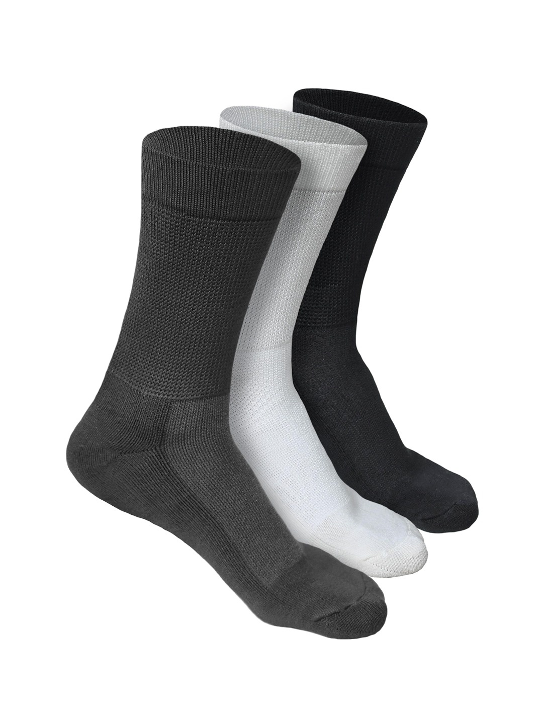 

Heelium Men Pack of 3 Bamboo Super Soft & Odour-Free Breathable Crew-Length Socks, Grey