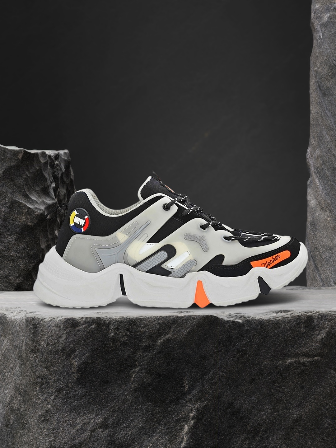 

mr wonker Men Black & Grey Mesh Running Non-Marking Shoes