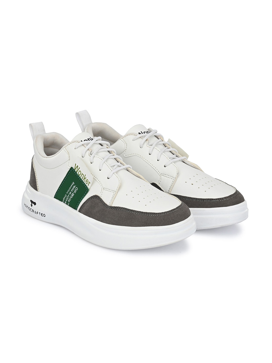 

mr wonker Men White & Grey Mesh Running Non-Marking Shoes