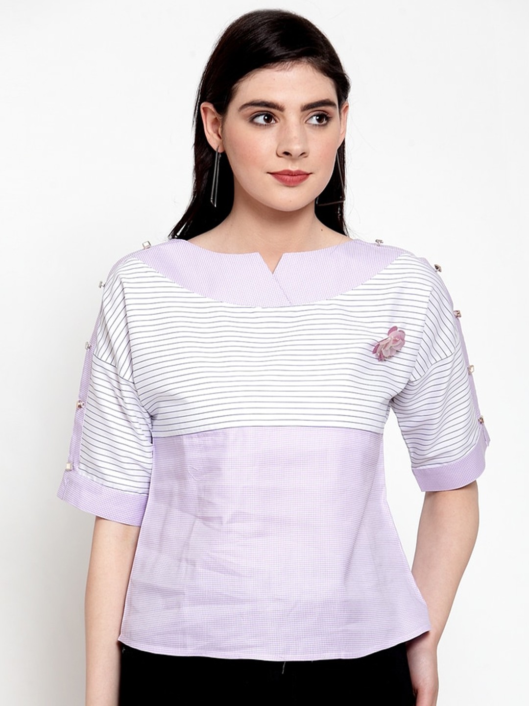 

armure Women Lavender Striped Regular Top