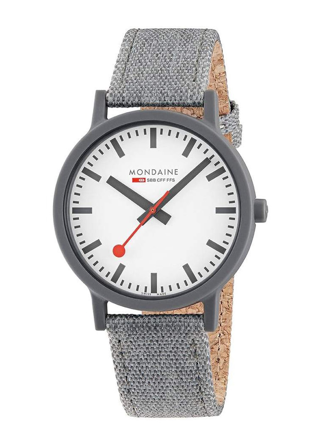 

Mondaine Men White Dial & Grey Textured Straps Analogue Watch MS1.41110.LU
