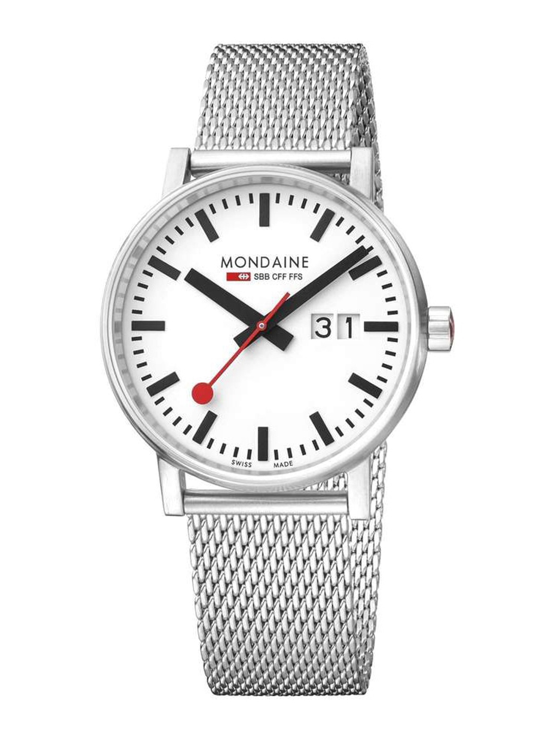 

Mondaine Men White Dial & Silver Toned Bracelet Style Straps Analogue Watch MSE.40210.SM