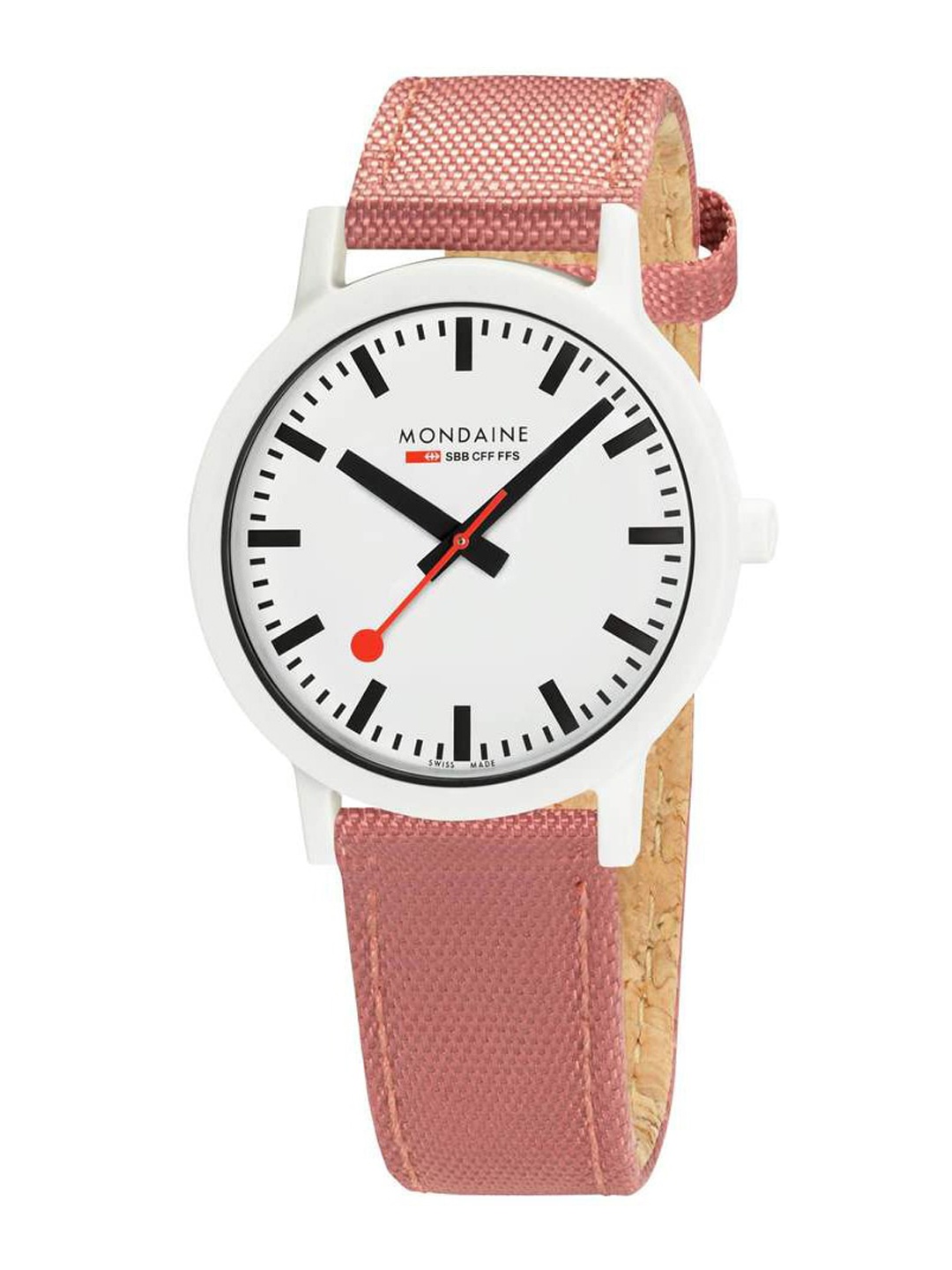 

Mondaine Men White Dial & Pink Straps Analogue Watch MS1.41111.LP