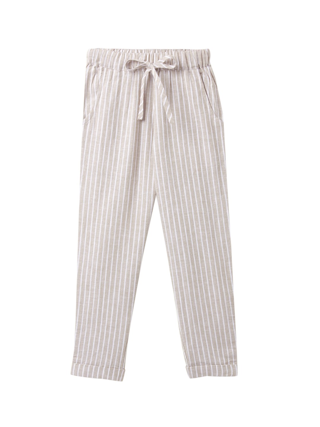 

Cub McPaws Girls Khaki & White Striped Trousers