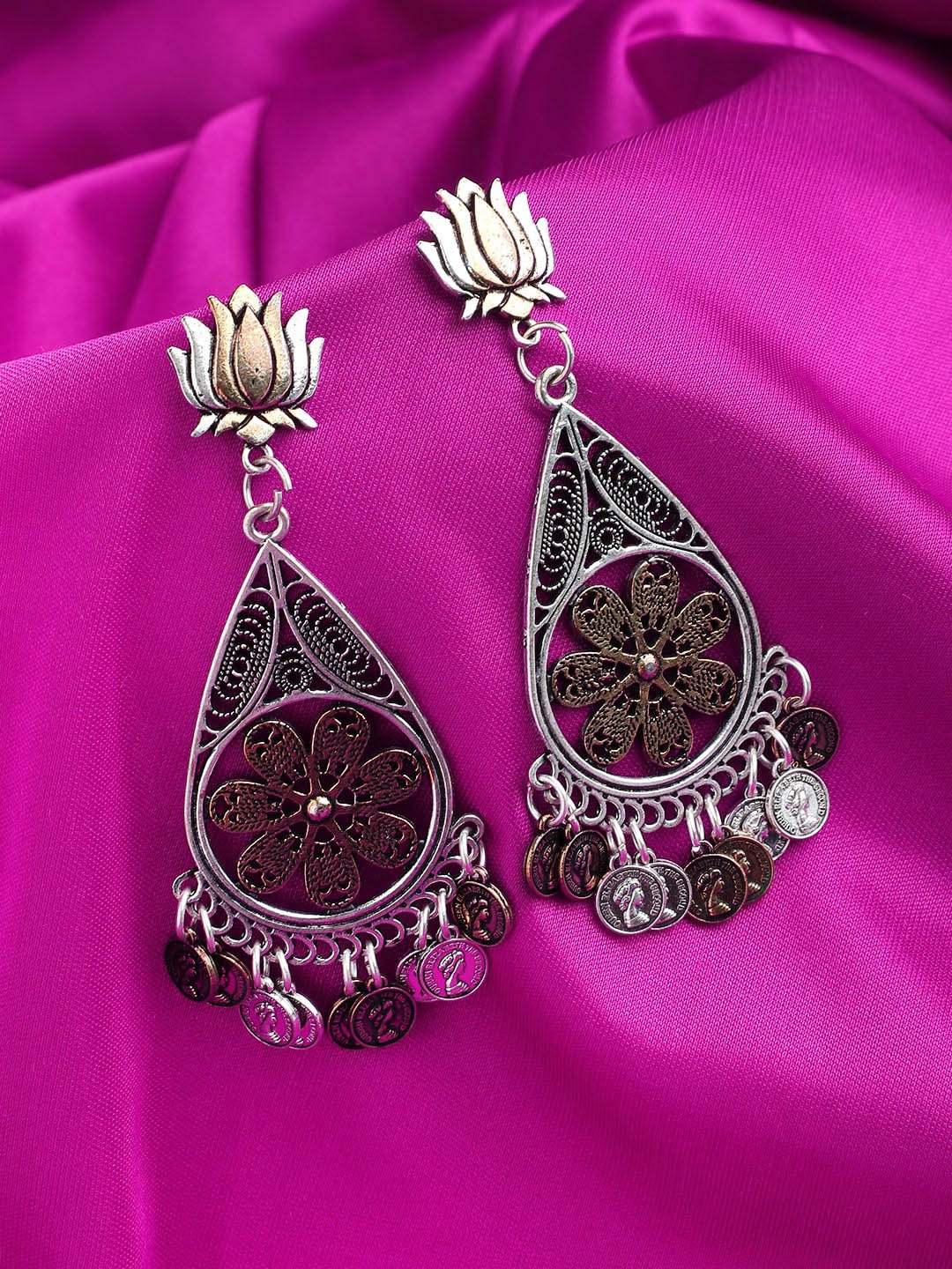 

Mali Fionna Gold-Toned & Silver-Toned Teardrop Shaped Drop Earrings