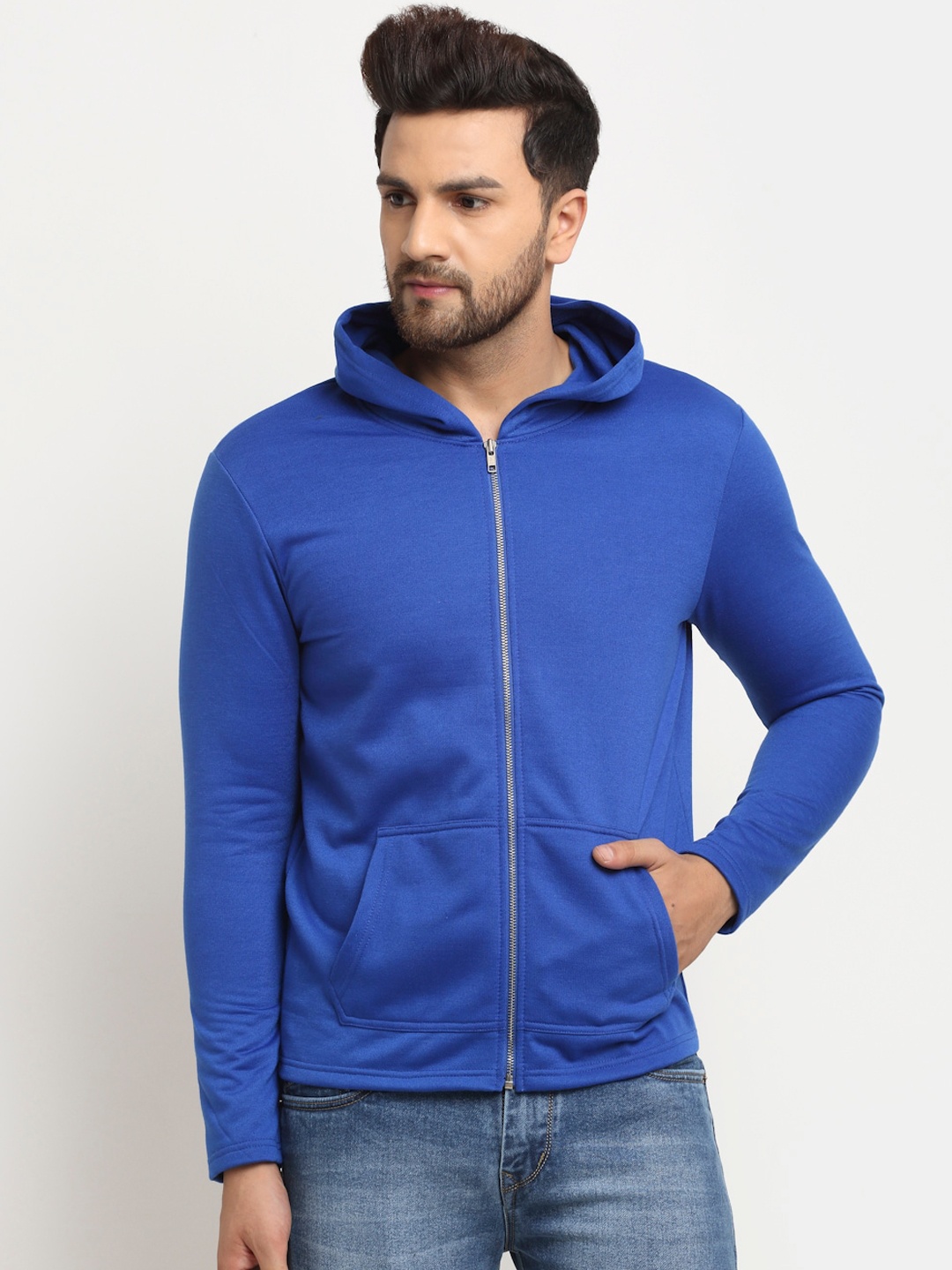 

DOOR74 Men Blue Hooded Sweatshirt