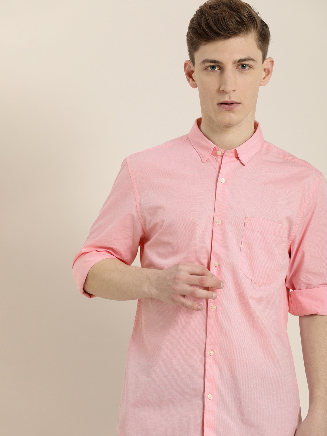 

ether Men Pink Casual Shirt