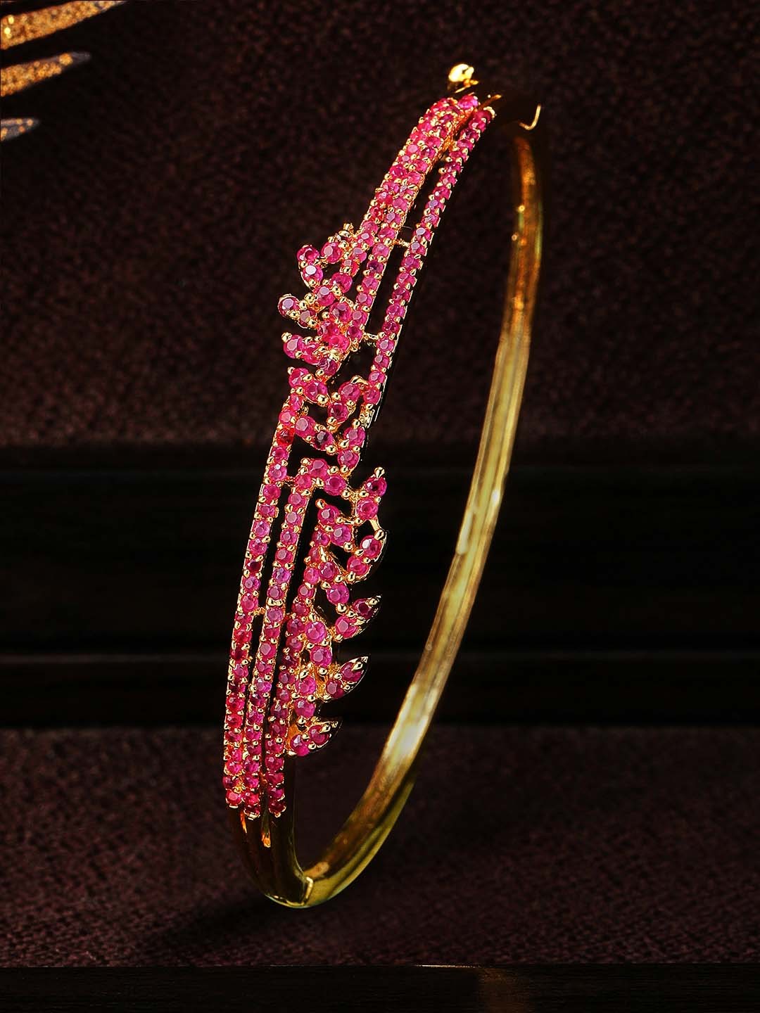 

Rubans Women Gold-Toned & Pink Handcrafted Gold-Plated Bangle-Style Bracelet