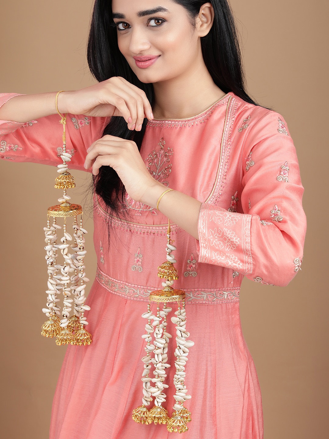 

Rubans Women Set Of 2 Gold-Plated Handcrafted Bridal Layered Kaleera Set