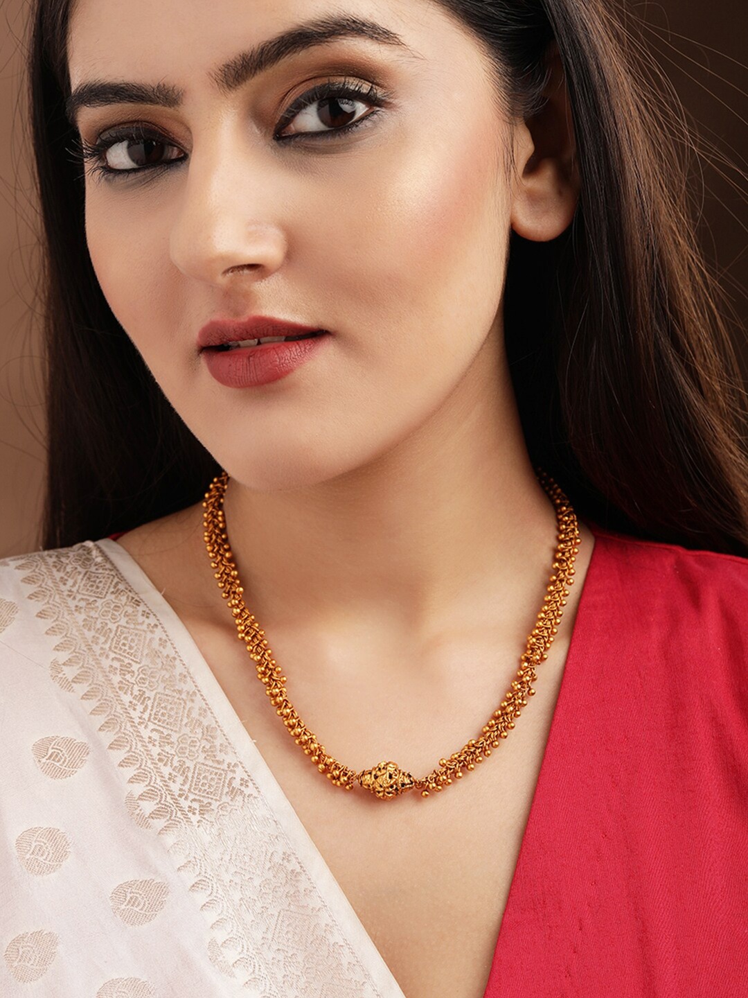 

Rubans Gold-Toned Gold-Plated Temple Necklace
