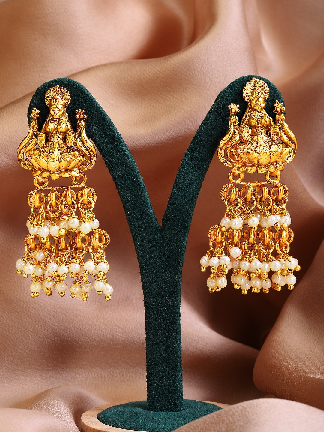 

Rubans Gold Plated Gold-Toned Contemporary Jhumkas Earrings