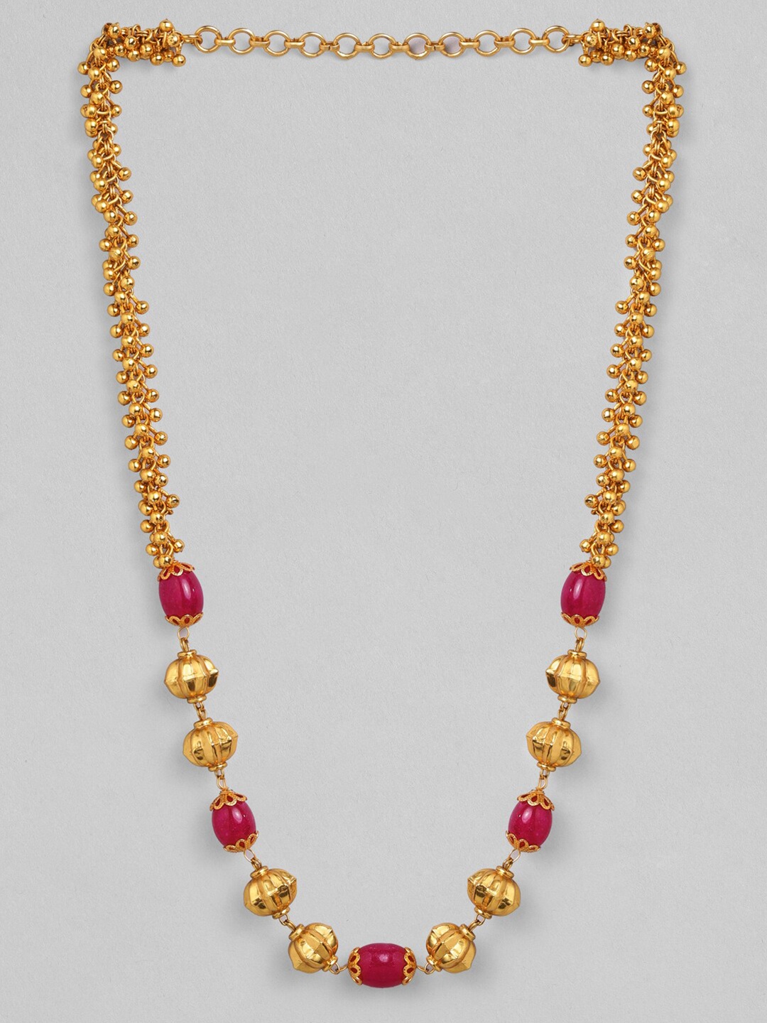 

Rubans Women Gold-Toned Magenta Beads Beaded Temple Necklace