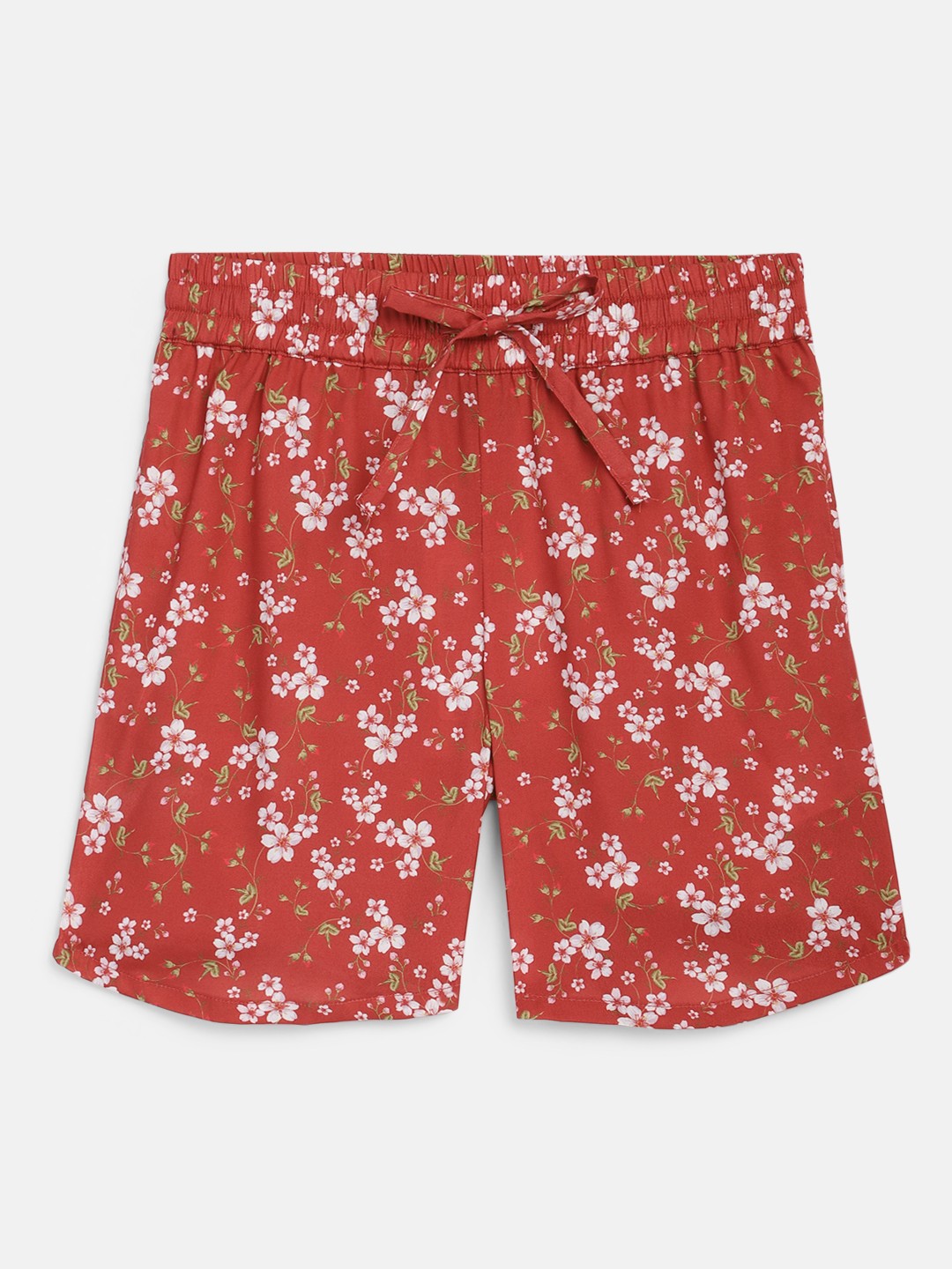 

HERE&NOW Girls Red Floral Printed Regular Shorts