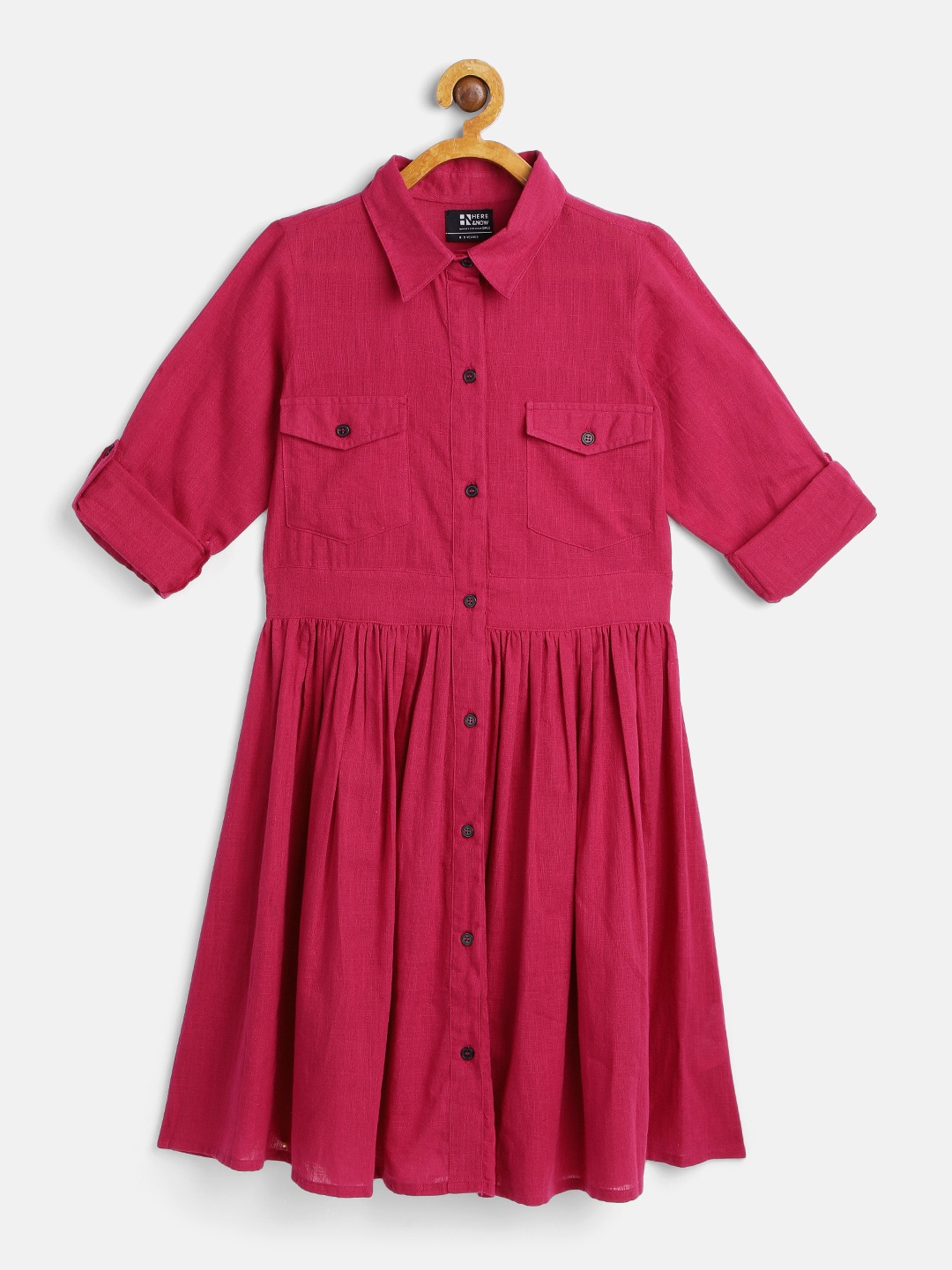 

HERE&NOW Fuchsia Shirt Pure Cotton Dress