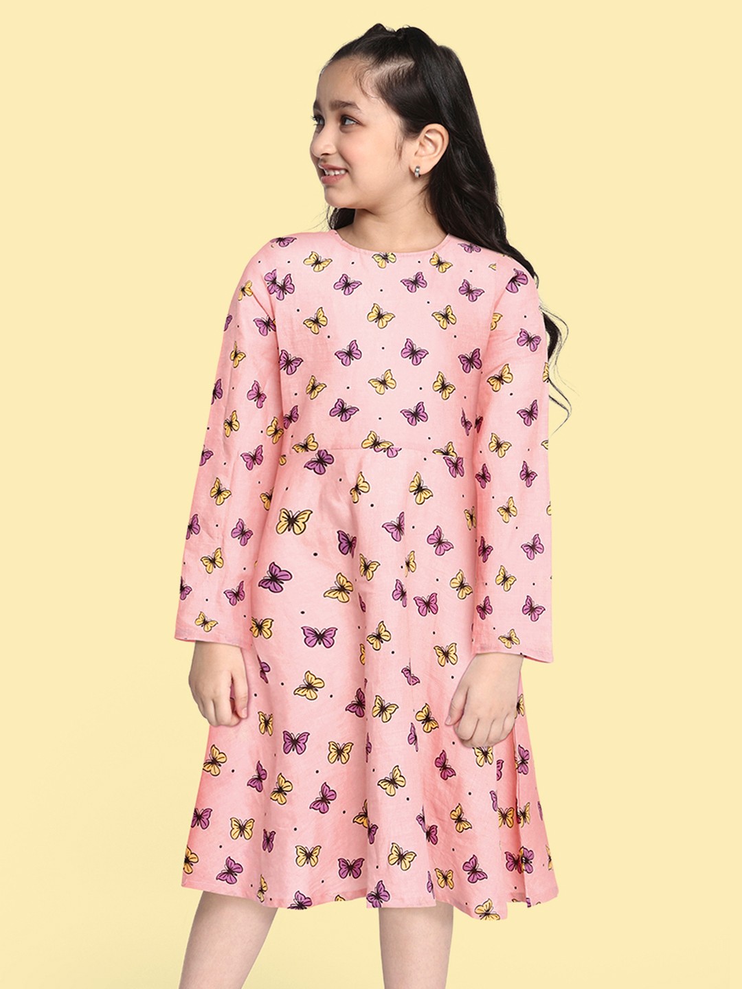 

HERE&NOW Pink Pure Cotton Fit & Flare Dress