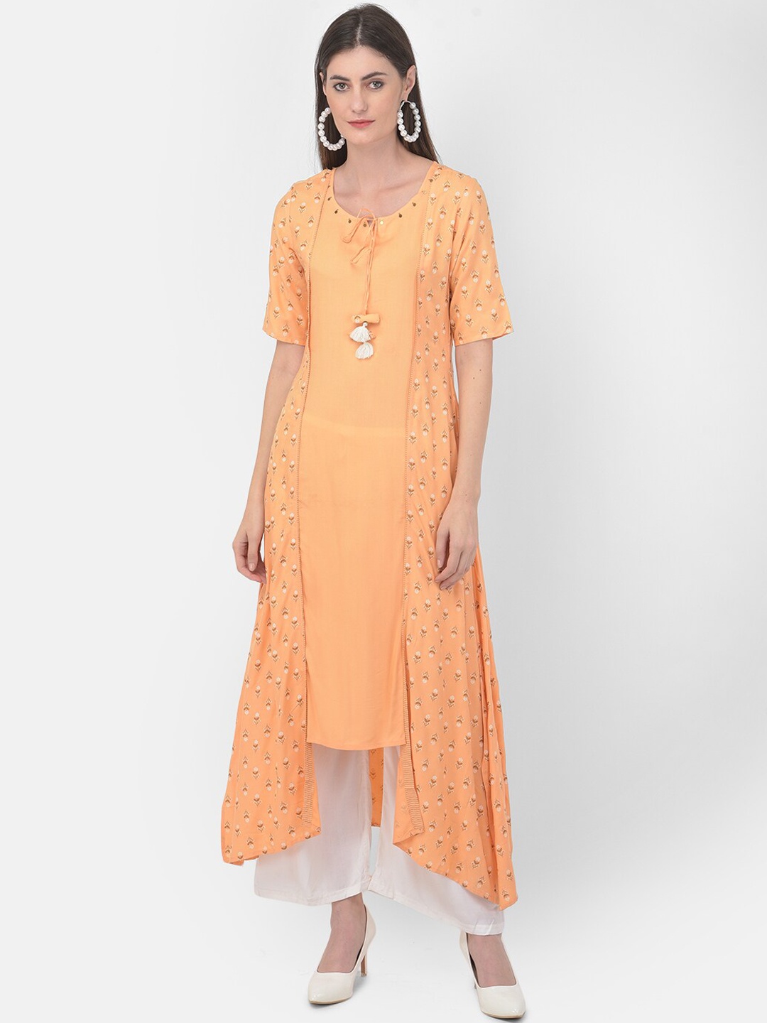 

Span Women Orange Ethnic Motifs Printed Kurta
