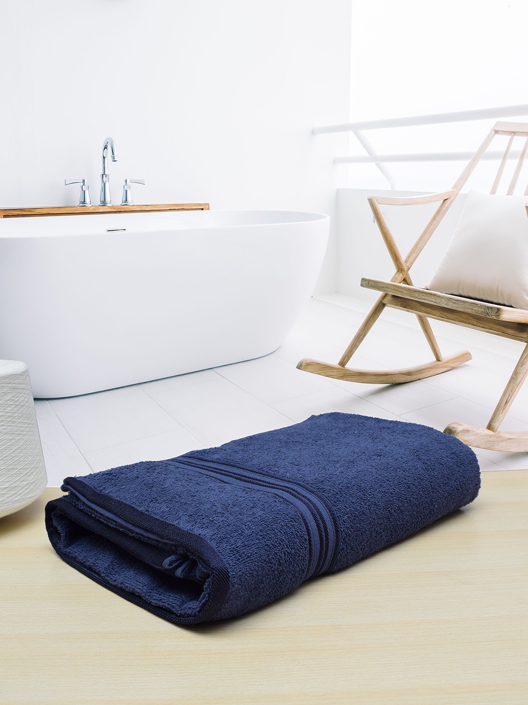 

RANGOLI Navy Blue Solid 380 GSM Pure Cotton Bath Towel