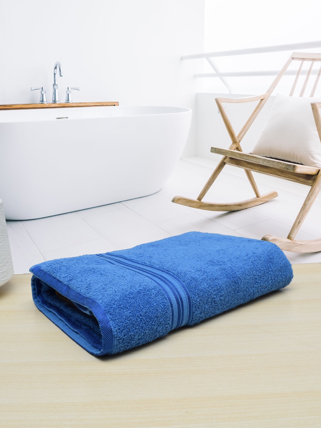 

RANGOLI Blue Solid Pure Cotton 380 GSM Bath Towel