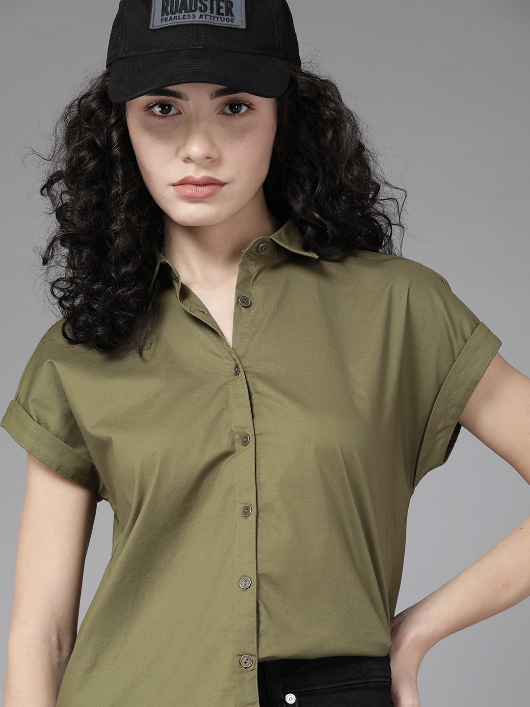 

Roadster X Discovery Adventures Women Olive Green Solid Casual Shirt