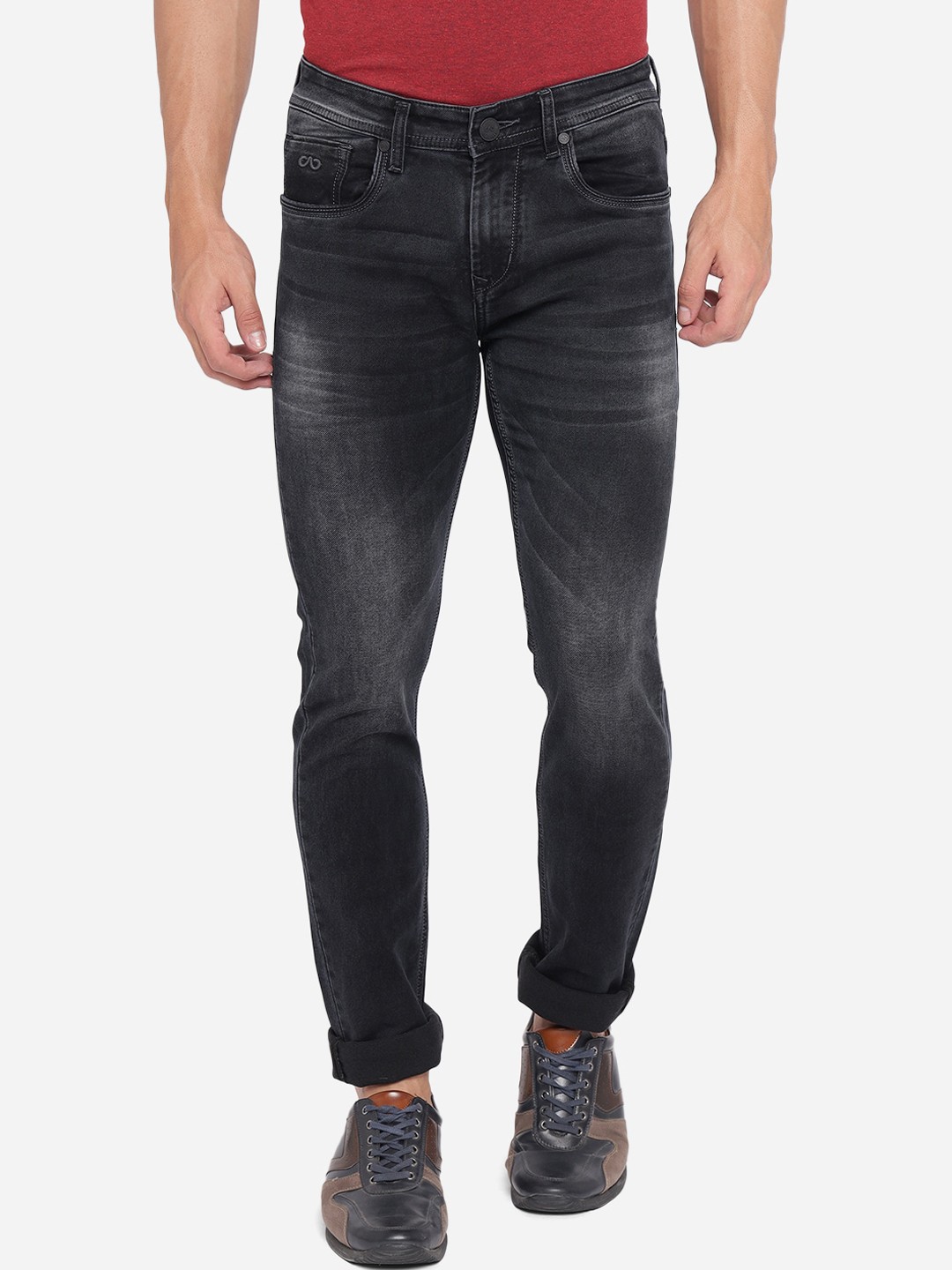 

JADE BLUE Men Black Slim Fit Heavy Fade Stretchable Jeans
