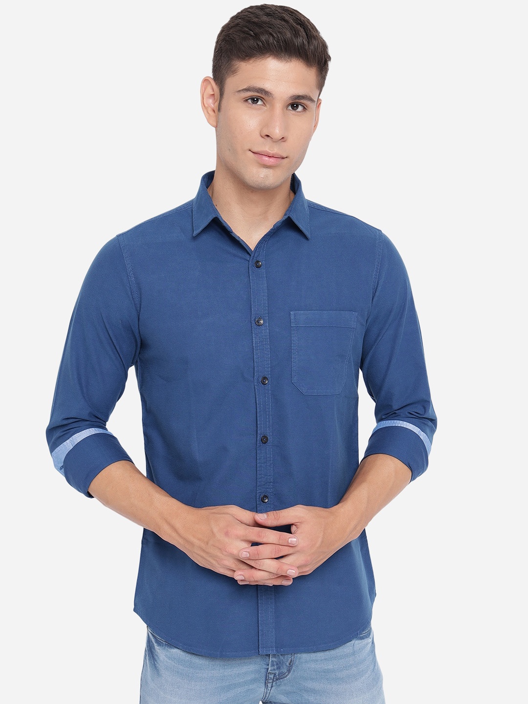 

JADE BLUE Men Blue Slim Fit Pure Cotton Casual Shirt
