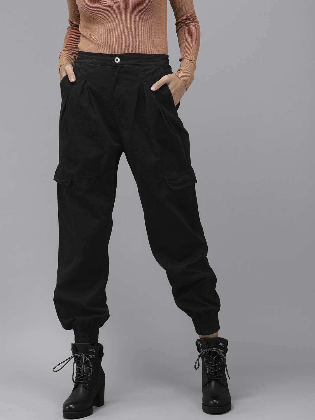 

The Roadster Lifestyle Co Women Black Joggers Trousers
