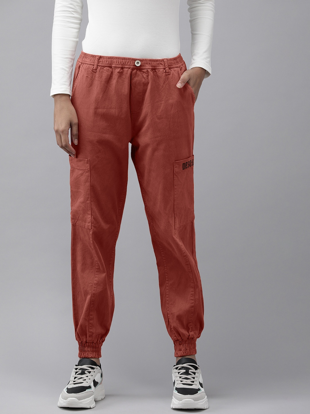 

Roadster Women Rust Orange Joggers Fit Trousers