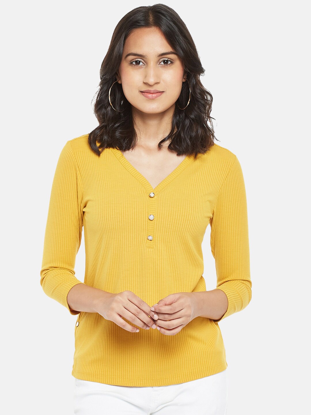 

Honey by Pantaloons Mustard Yellow Regular Top