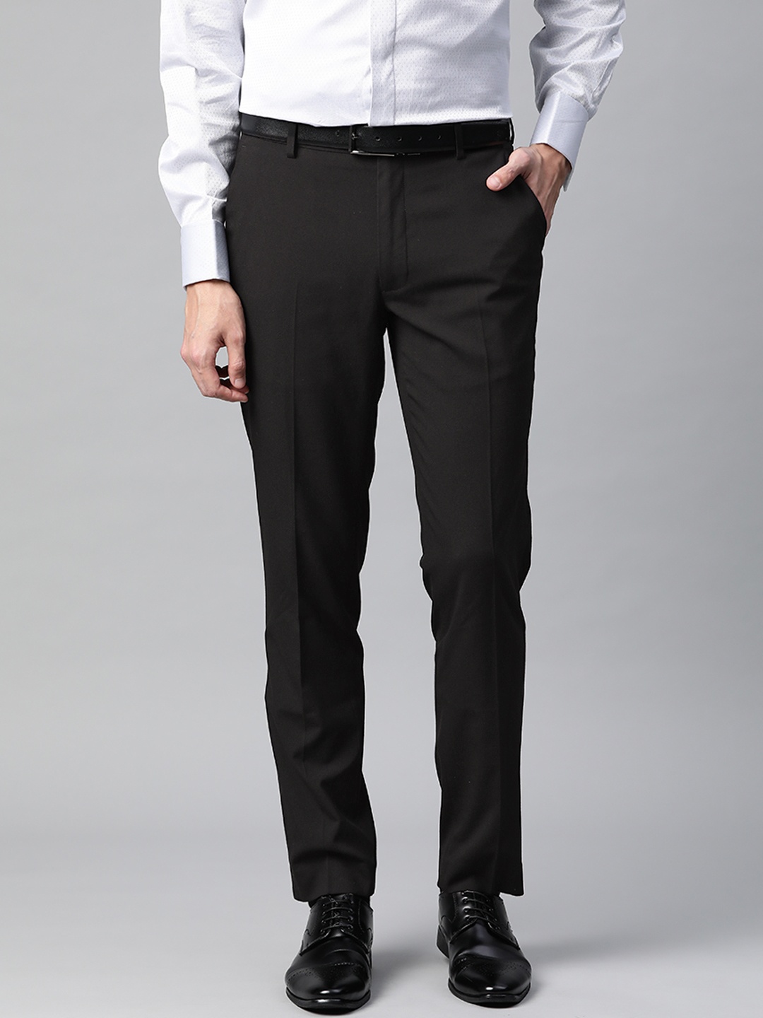 

Marks & Spencer Men Black Solid Formal Trousers