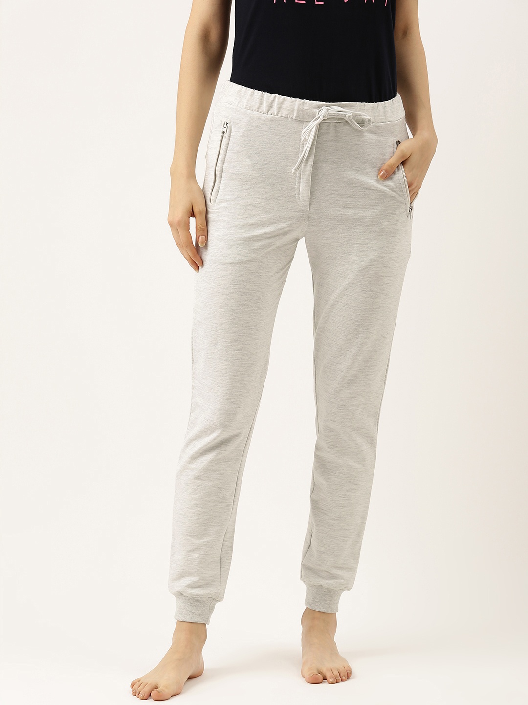 

Clt.s Women Grey Melange Solid Slim Fit Lounge Joggers