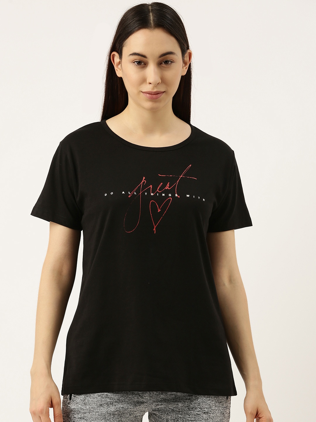 

Clt.s Women Black Women Printed Boyfriend T-shirt