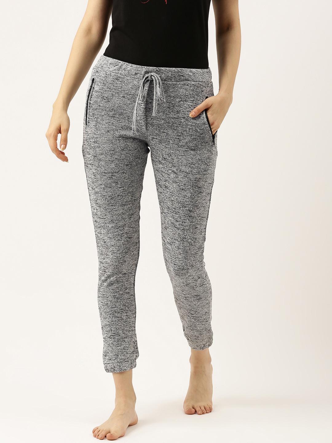 

Clt.s Women Grey Self Design Slim Fit Lounge Joggers