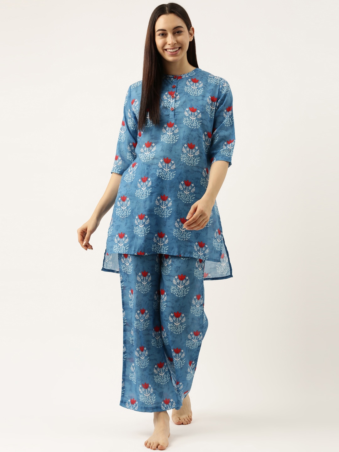

Clt.s Women Blue & Red Printed Kurta & Palazzo