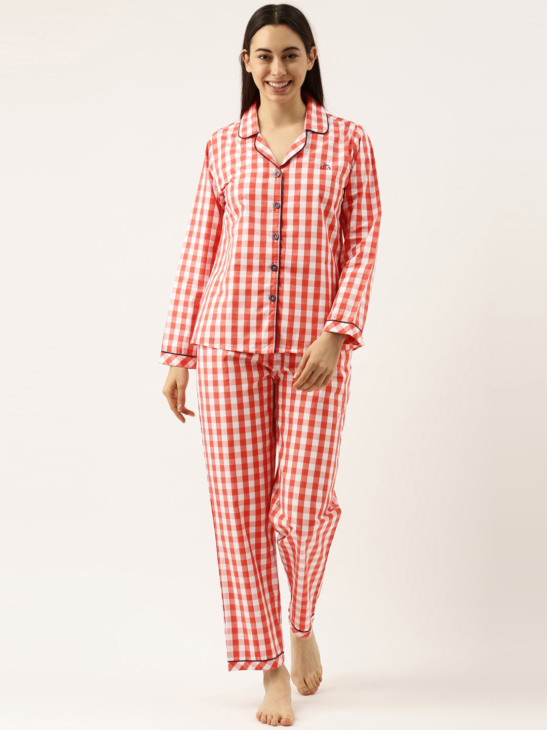 

Clt.s Women Red Printed Pure Cotton Night suit
