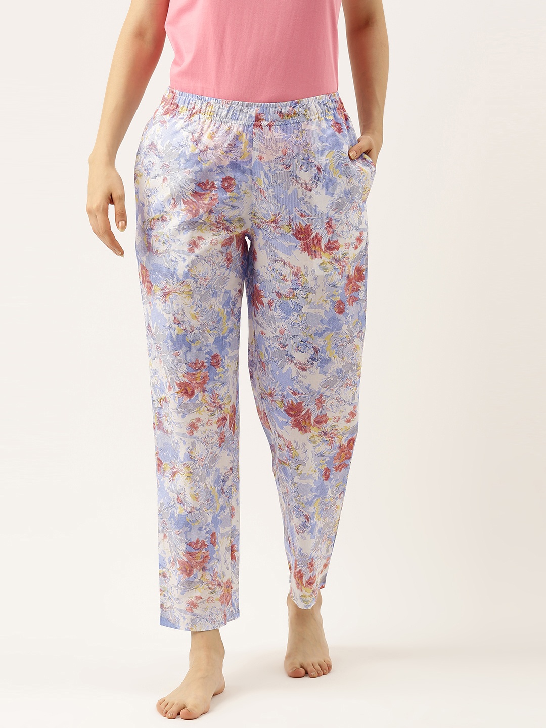 

Clt.s Women Blue Floral Printed Pure Cotton Pyjama