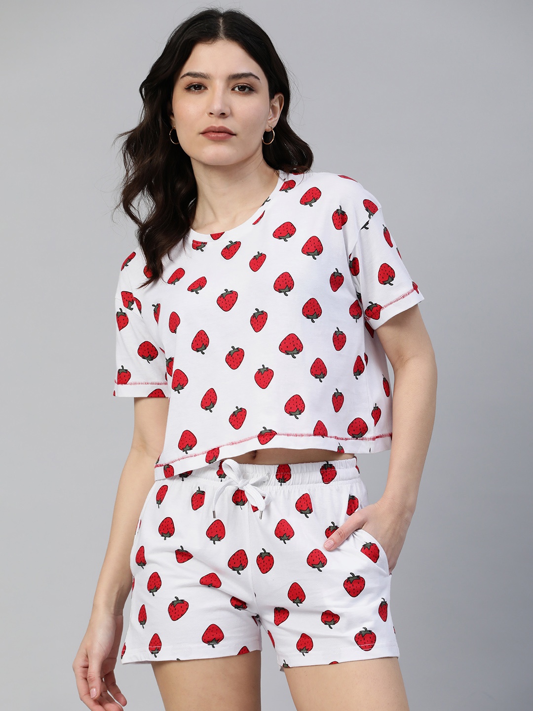 

JUNEBERRY Printed Pure Cotton Co-Ord Set, White