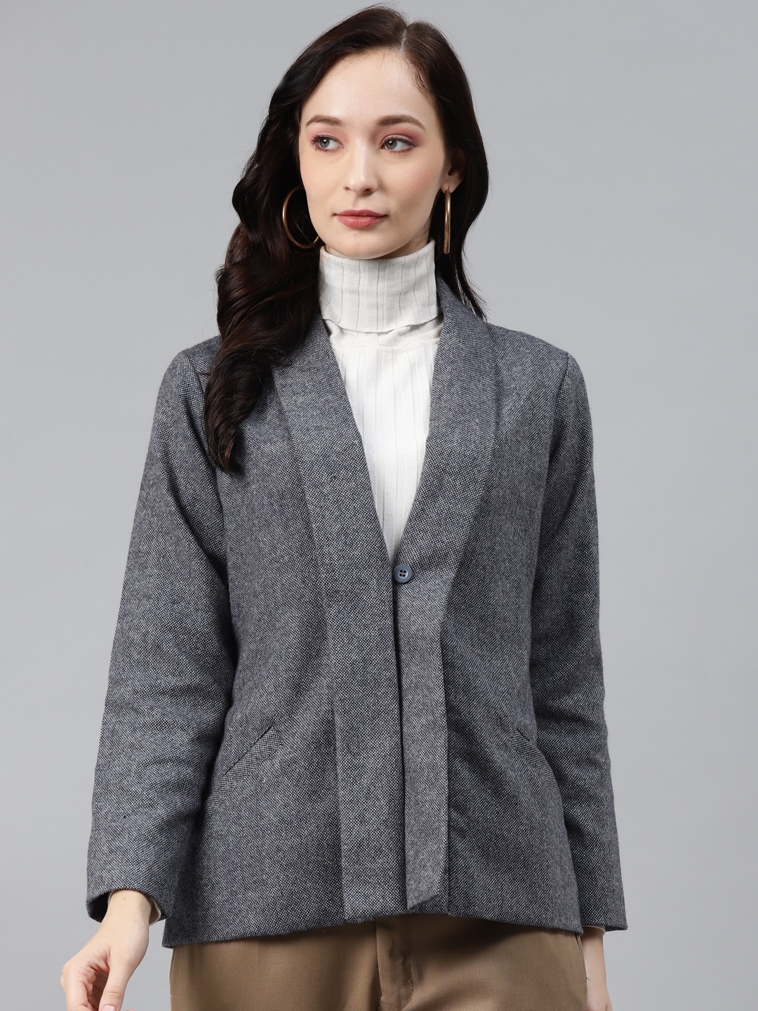 

Ayaany Women Blue Casual Woollen Coat